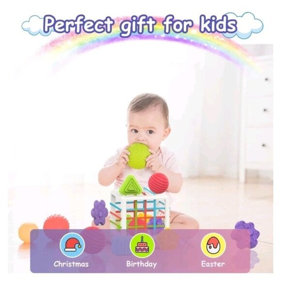 MINGKIDS Montessori Toys for 1 Year Old, Toy 6 Pc Multi Sensory Shape - Picture 5 of 8